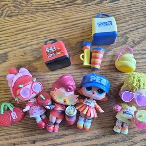 L.O.L. Surprise! Mini Doll Set with Pink, Yellow, Red, Blue Accessories